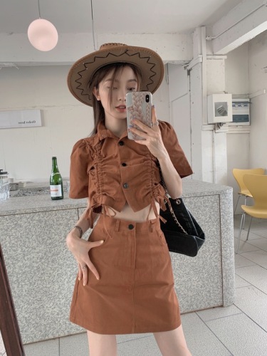 Real auction real price small man Salt Department leisure fashion aging spice girl small fragrance shirt short skirt two piece suit female