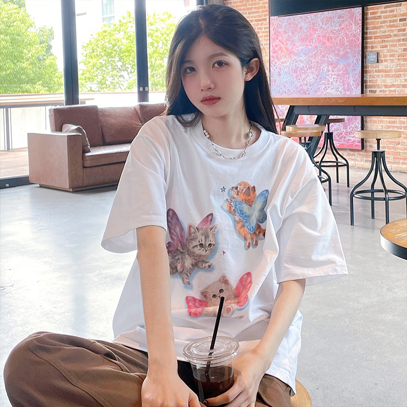 Special price pure cotton pull shoulder stripe pure cotton short sleeve T-shirt