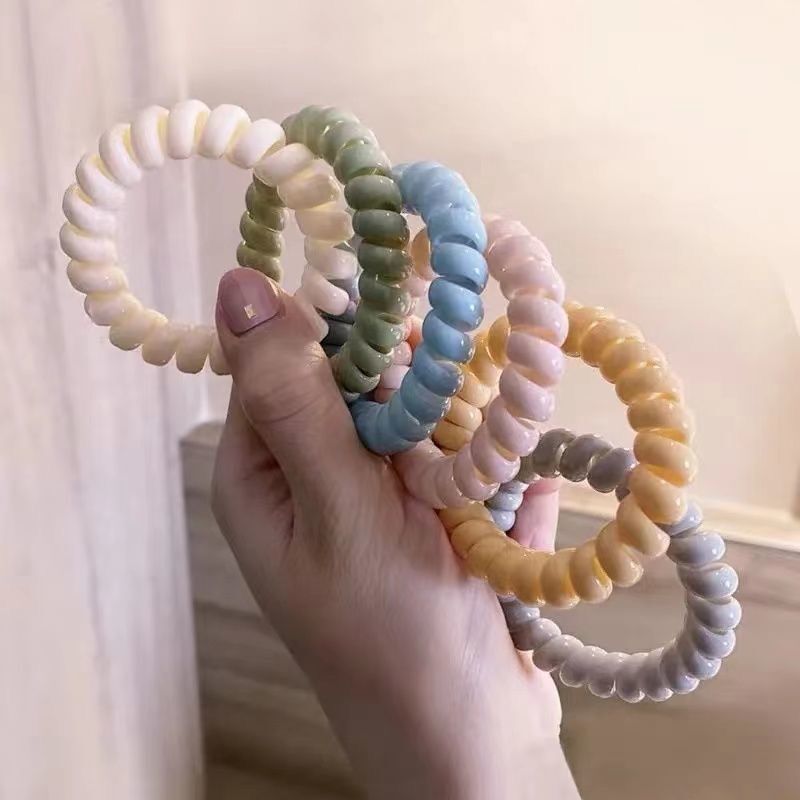 New Korean version traceless hairband cute rubber band hair ornament Mermaid head rope molandi color frosted telephone cord