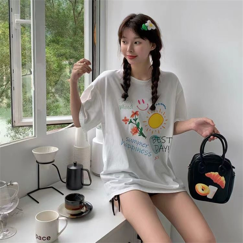 Special price pure cotton pull shoulder stripe pure cotton short sleeve T-shirt