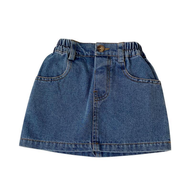 Girls' Denim Short Skirt 2022 spring / summer Korean version girls' one-step half skirt children's half body wrap hip versatile skirt
