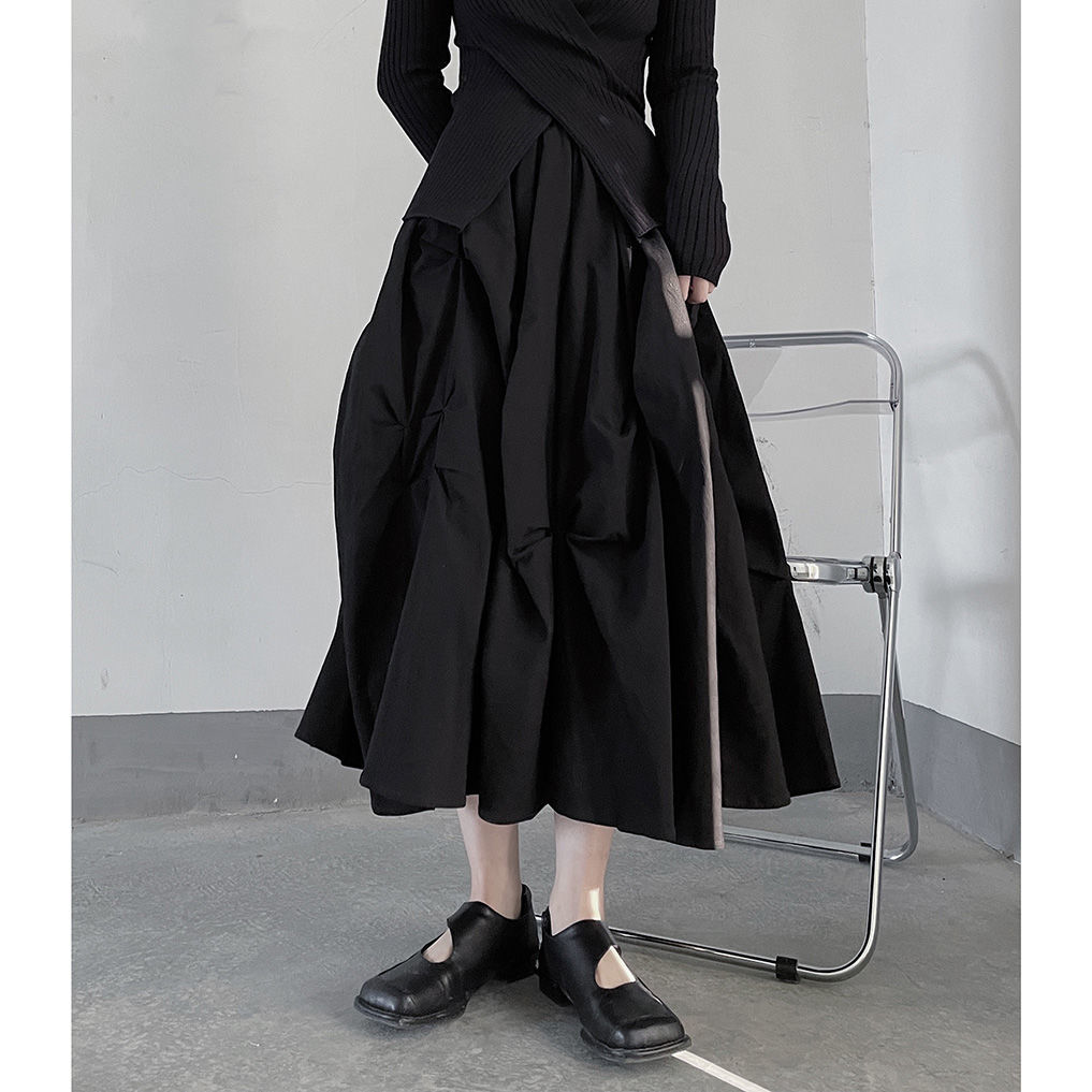 Super fairy texture wrinkled fluffy skirt in spring new minority skirt for women