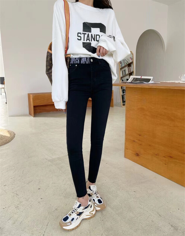Original price 84.60! [M8 denim] high waist featured waist small leg jeans te31287\lsl