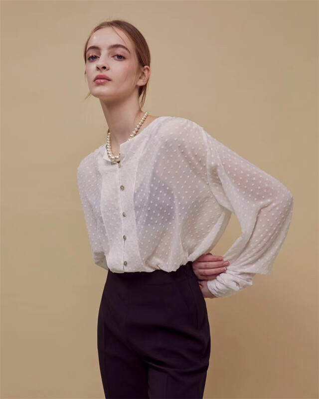 In early summer! [June 6th] fashion versatile loose single breasted blouse 2337\wpl