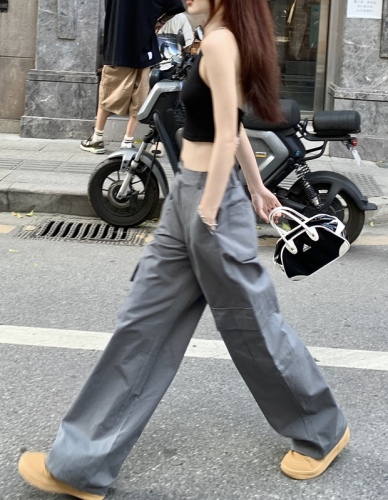 Real price work clothes wide leg pants women's summer high waist thin casual loose fashion straight pants pants