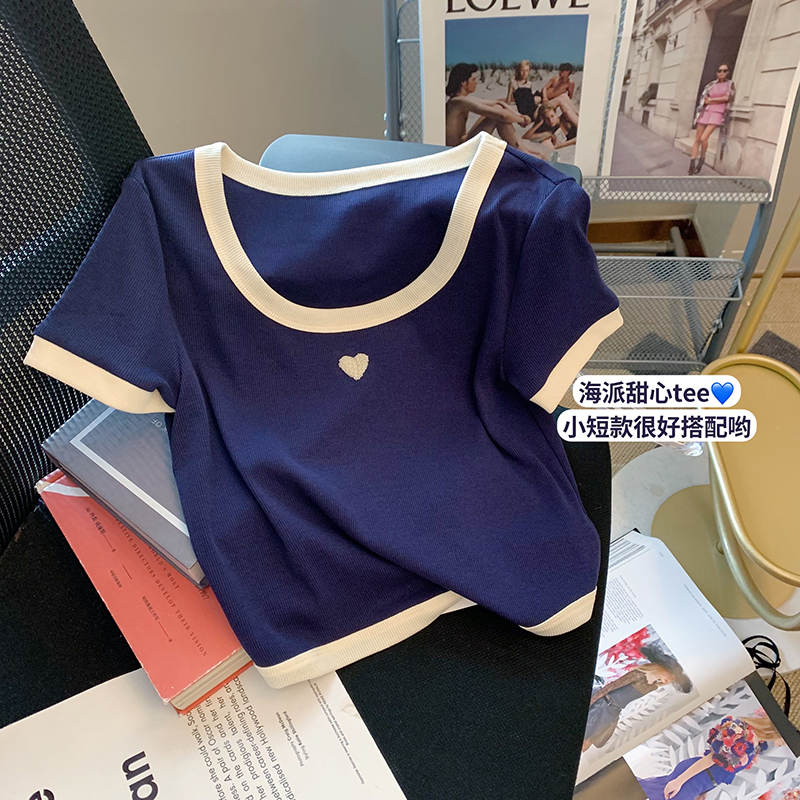 Official figure real price polyester short sleeve T-shirt women's towel embroidered ice thread cloth