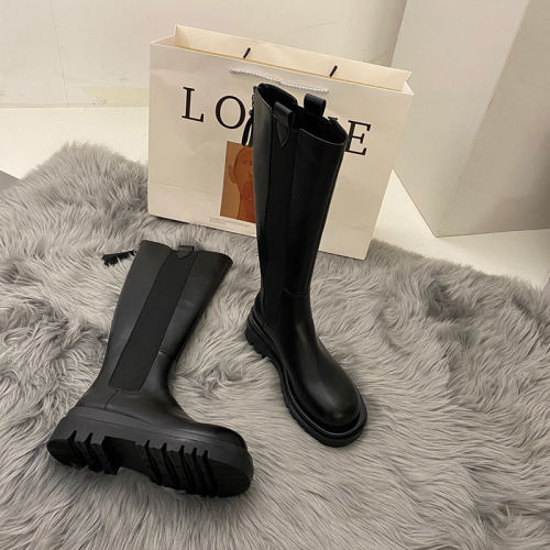 French minority boots Chelsea boots women's shoes summer thick legs middle tube white knight thick soled high tube boots
