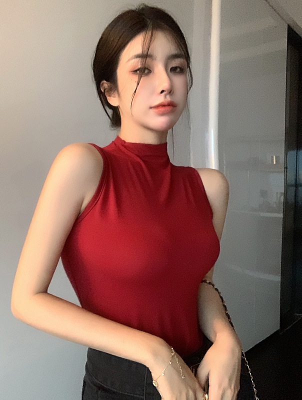 Real auction real price 2022 summer slim fit and thin inner layer top short sleeveless vest hot girl vest T-shirt