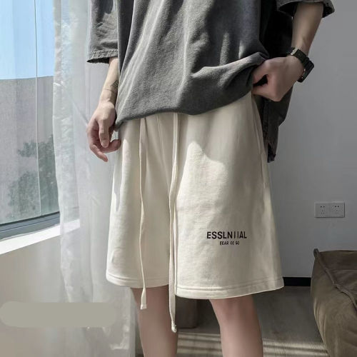 Shorts men's summer trend loose solid color versatile casual sports Cropped Pants Large size thin ins Hong Kong style pants