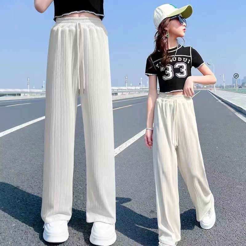 2022 new girls' summer wide leg pants thin women's middle school and big children's casual straight Pants Girls' exotic loose pants