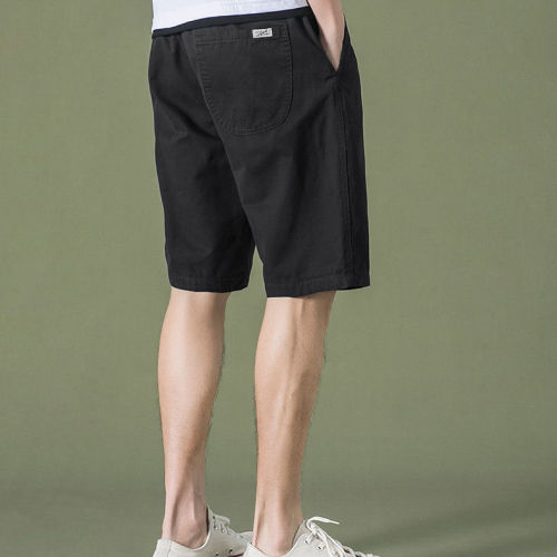 Hong Kong Style Men's shorts summer thin solid color medium pants beach pants wearing loose casual Capris for trendy men
