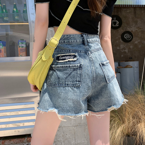Non real shooting of vintage raw jeans in summer female Spice Girl High Waist Wide legs straight tube thin pants