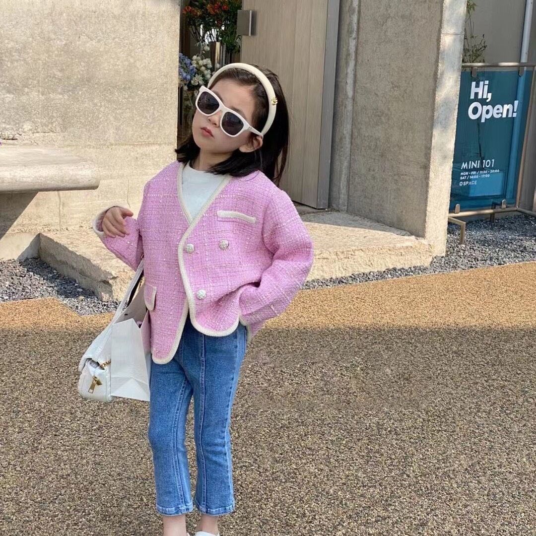 Girls' foreign style small fragrance suit coat 2022 spring new children's French celebrity temperament top baby