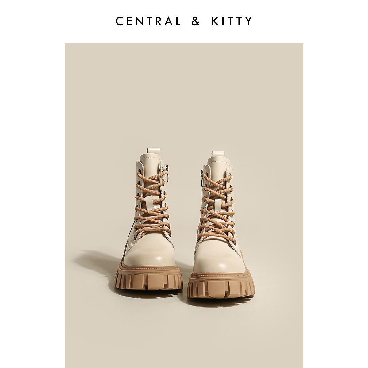CENTRAL&amp; Kitty thick soled mid tube Martin boots 2021 new women's boots spring and autumn single boots summer height