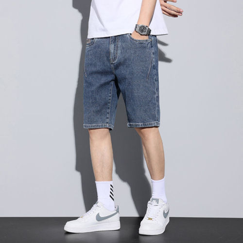 Simple denim cropped pants men's shorts summer thin casual pants men's Korean version straight tube 57 cropped pants versatile