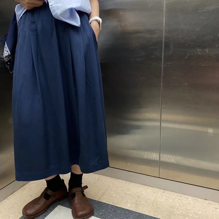 In early summer! [FW] medium length solid color loose casual skirt 1892# WPL