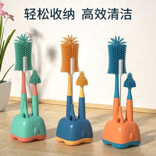 Silicone bottle brush Baby Pacifier brush straw brush rotary bottle rinse brush cleaning brush set cleaning brush