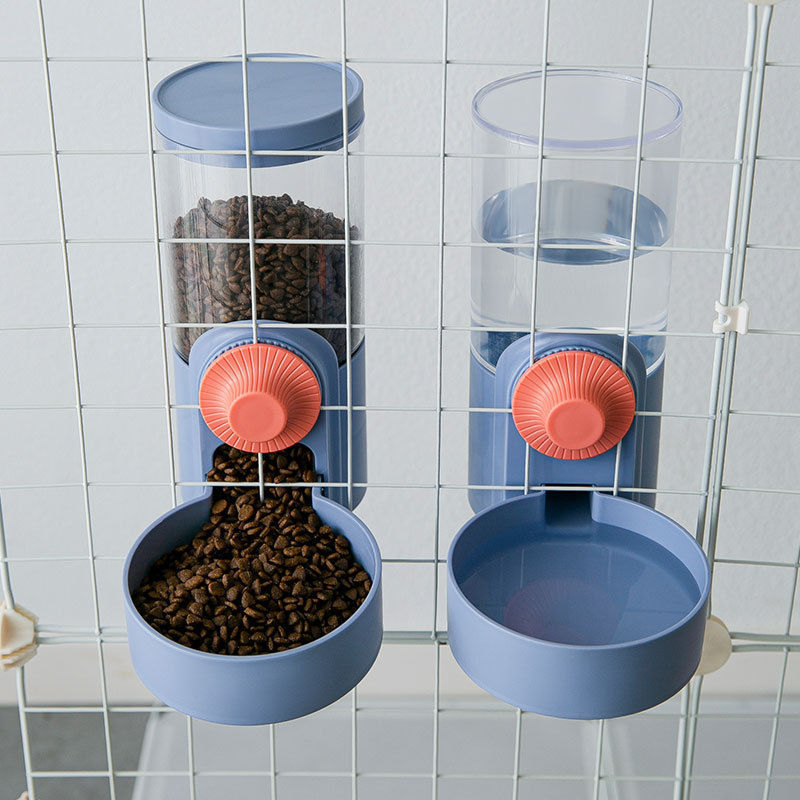 Cat hanging automatic water dispenser cat bowl pet feeder dog cat hanging cage dog bowl double bowl supplies