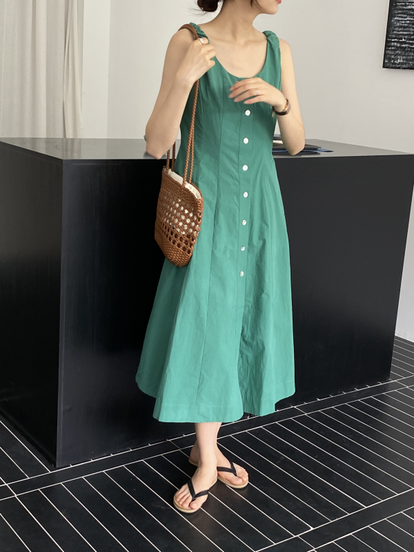 Original price 156.79! [clean space] simple single breasted dress 27286 \cqw