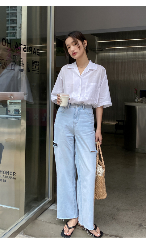 Original price 100.39! [clean space] Korean fashion jeans with holes 28328 × CLS