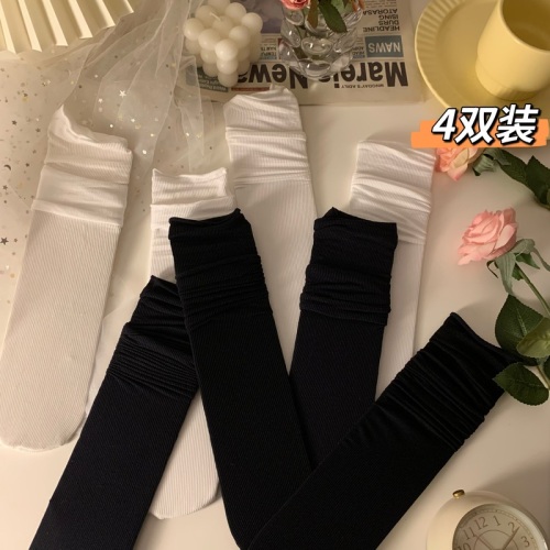 Real price real auction 4 pairs of ice socks thin summer medium tube long tube spring and autumn calf pile socks
