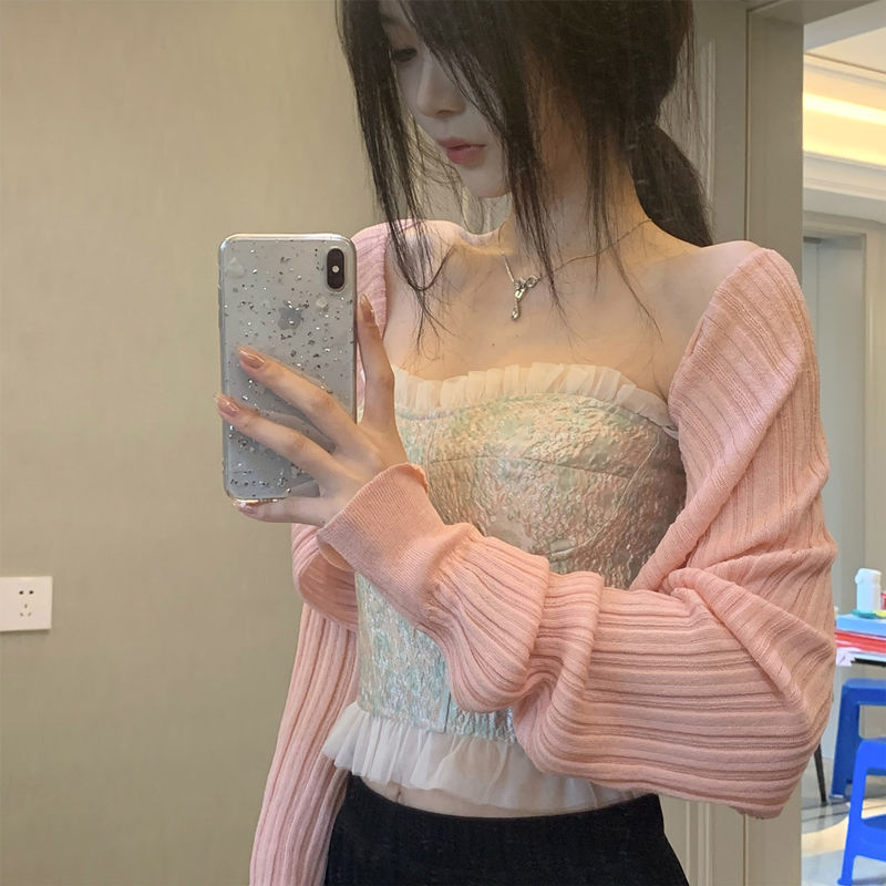 Vanilla ice cream slim fit sweater summer short meat covered air-conditioning suit jacket waistcoat sunscreen cardigan