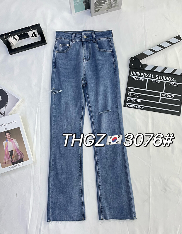[thgz] Korean slim cut color blocked Pocket Jeans t3076\ll