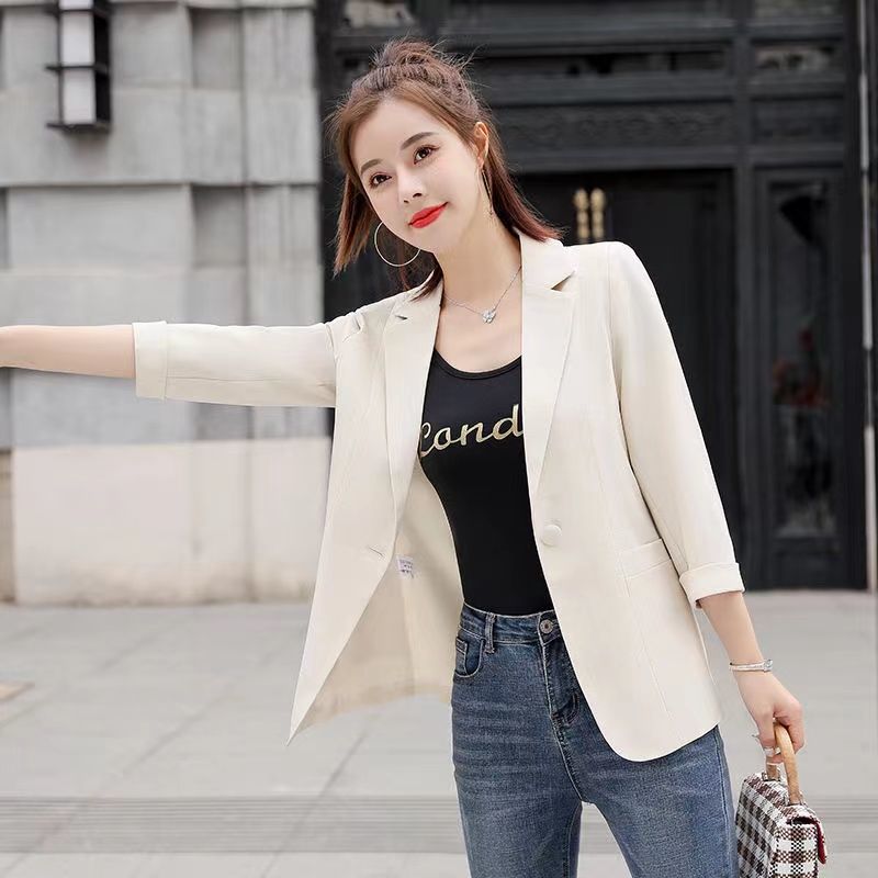 Small suit jacket women's short summer 2022 thin Korean style western style slim fit small seven Sleeve Jacket Suit