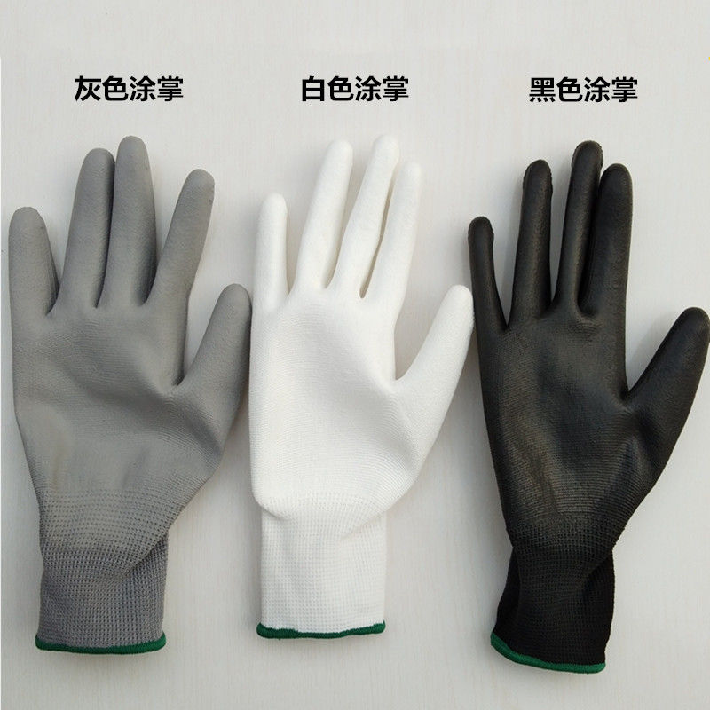 Thin glued gloves wear-resistant and anti-skid Pu palm coated gloves glued labor protection work gloves breathable anti-static gloves