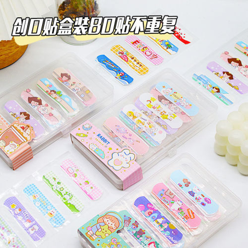 Small fresh cartoon band aid 80 pieces into breathable portable decorative beauty paste students' outdoor portable band aid