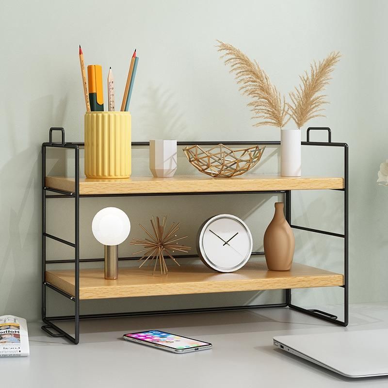 Simple bookshelf storage rack office desktop storage rack table multi-layer iron dining table desk finishing small shelf