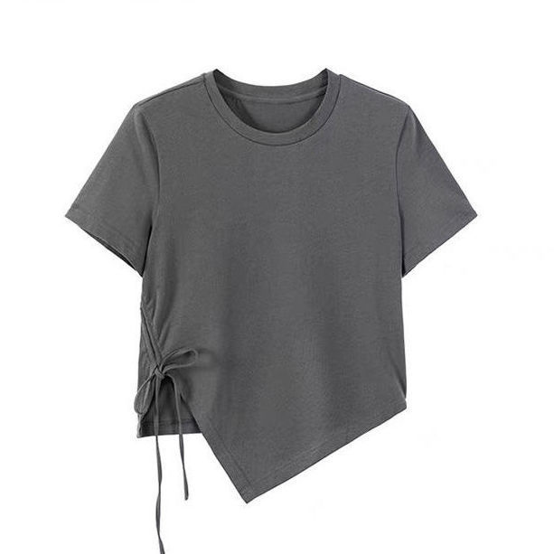 A summer large women's dress fat mm irregular slim slim top thin short sleeve T-shirt fashion