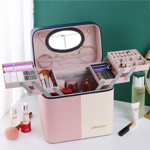New makeup bag portable multifunctional new nether red cosmetics storage box desktop compartment large capacity makeup box