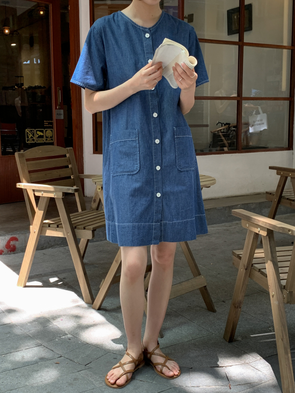 Original price 145.91! [clean space] single breasted lady denim skirt 29330# cqw