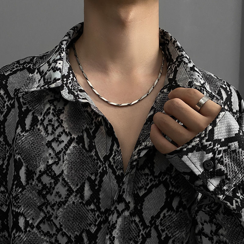 Personalized fashion titanium steel non fading diamond necklace trendy men ins cool style student women dress versatile collarbone chain