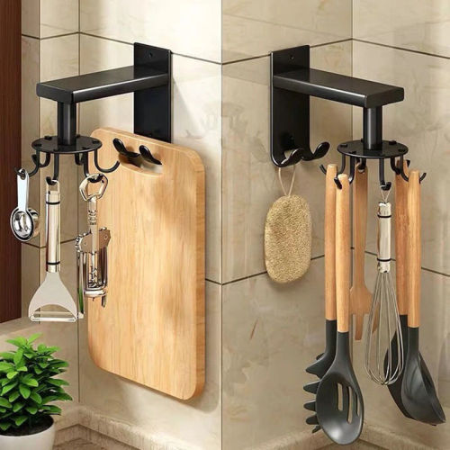 Anti rust multifunctional rotary telescopic hook wall hook kitchen shelf hook wall bathroom free of punching