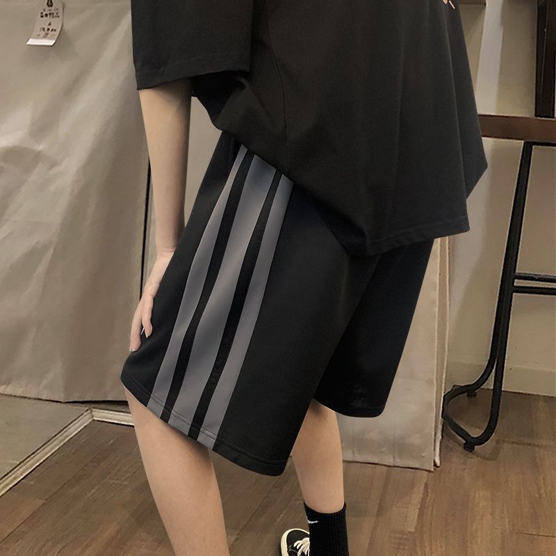Summer ice silk shorts men's thin sports quick drying Capris loose straight casual pants beach men's large shorts