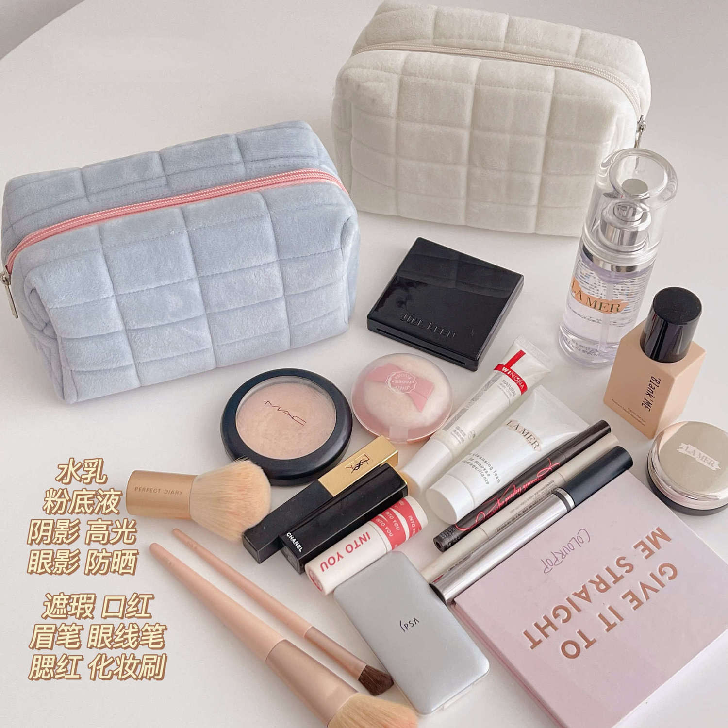 Korean soft cloud makeup bag simple out portable large capacity wash bag niche design storage bag