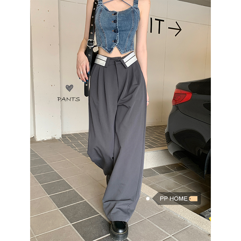 Non real shooting original quality suit pants High Waist Wide Leg Pants drooping feeling floor dragging casual pants