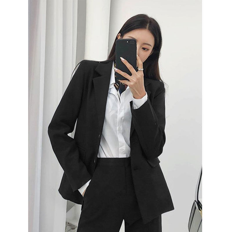 Black suit suit women's spring and Autumn New Korean leisure commuting college student interview professional formal work suit