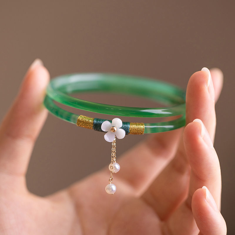 Natural chalcedony jingle Bracelet women's bell bracelet rings step by step antique lovers commemorative gift girlfriends jewelry [shipped within 15 days]