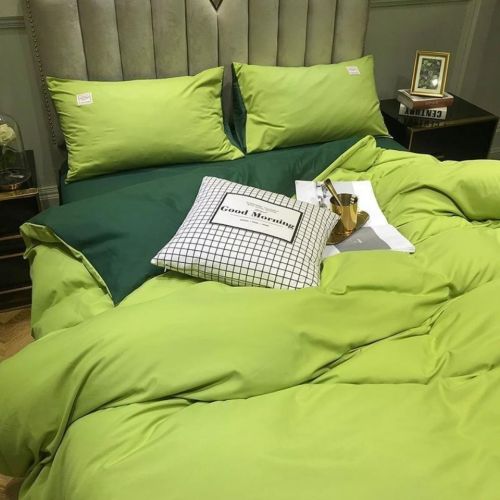 Nordic simple style solid color bed sheet quilt cover four piece single student dormitory bed sheet three piece bedding