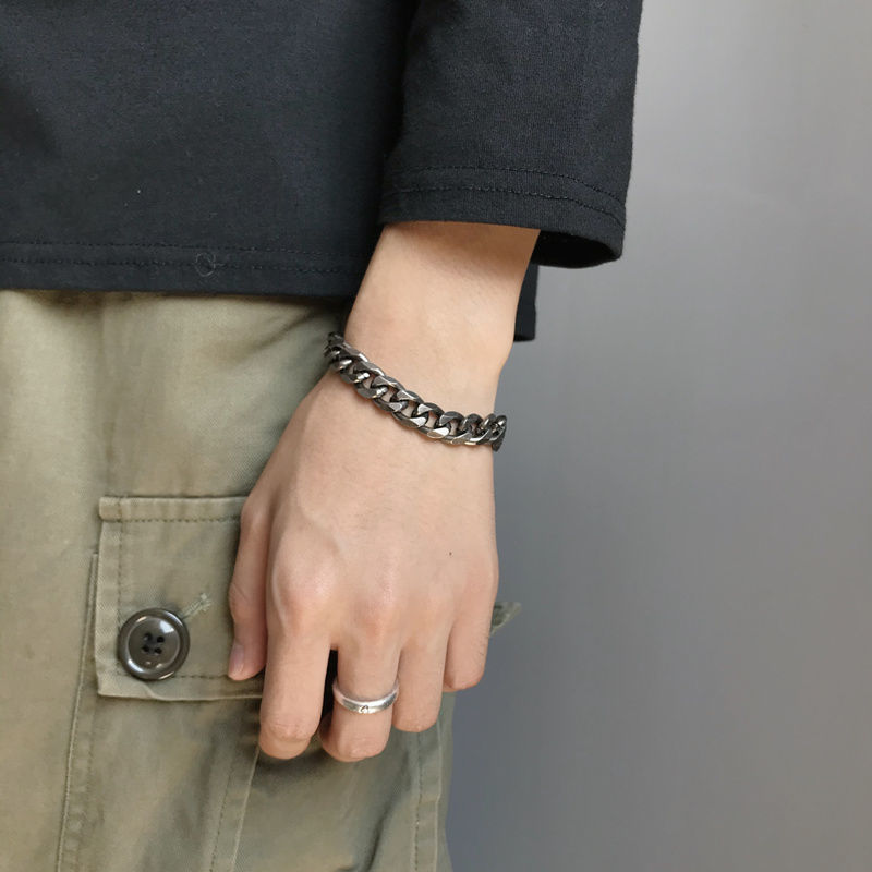 Cuban Bracelet titanium steel European and American men's domineering jewelry cool men's personality trend hip hop punk Bracelet hand jewelry