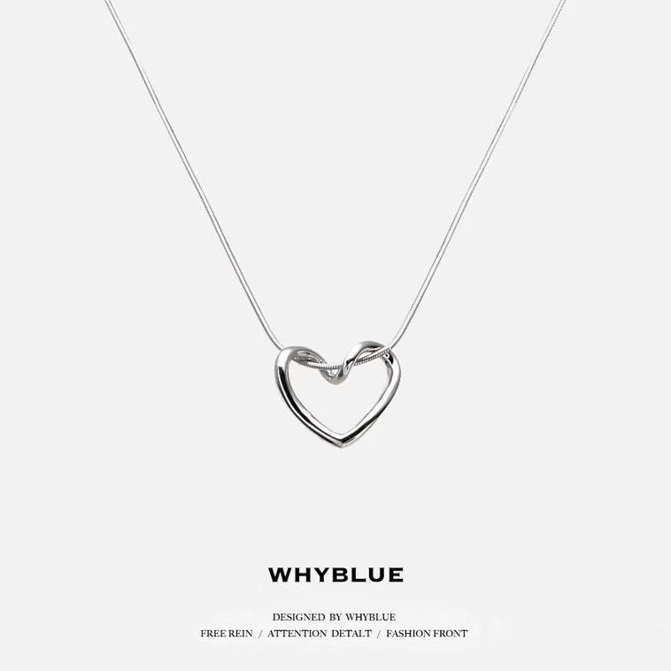 S925 Sterling Silver Love Necklace female simple Korean temperament heart-shaped Necklace collarbone chain student net red girlfriends Necklace