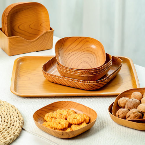Home dining table bone spitting dish Chinese square plate snack dried fruit snack tea art garbage bone dish tray set