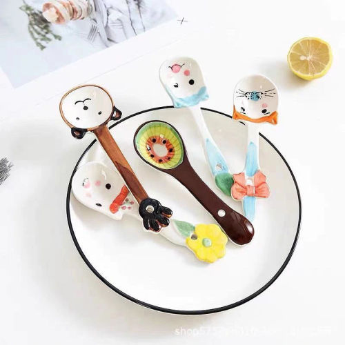 Hand painted cartoon spoon household cute ceramic Food Spoon spoon spoon tableware