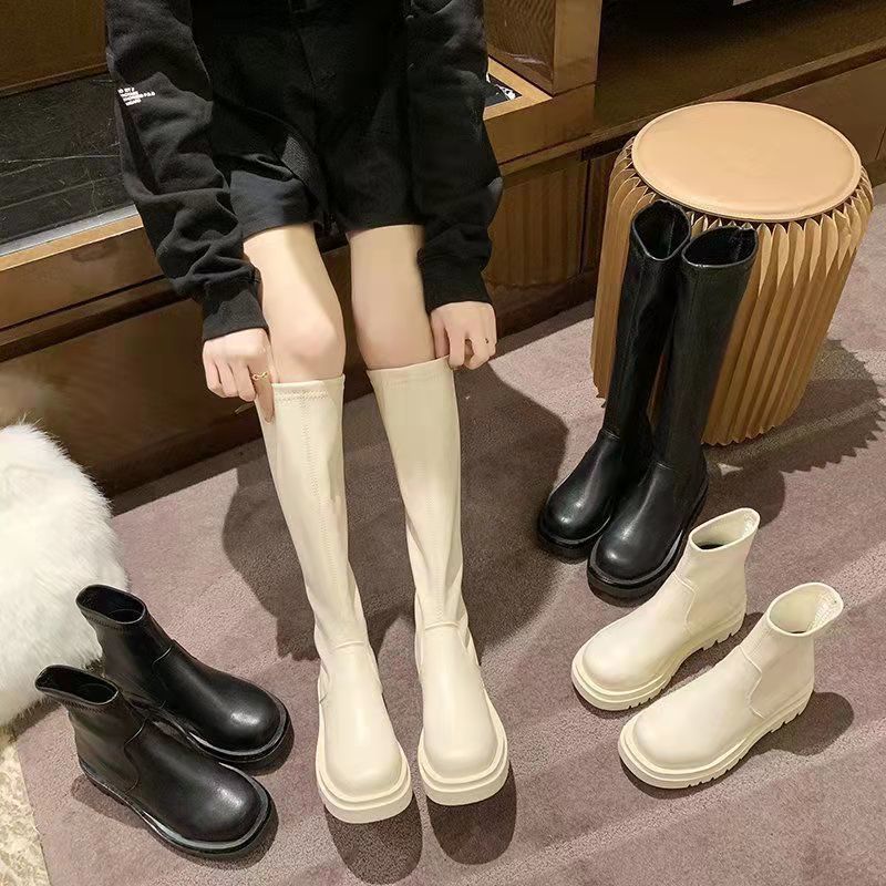 Really soft leather long tube women's boots small man 2021 spring and summer single shoes women's versatile thin boots leather boots Knight high tube boots
