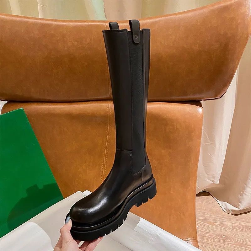 2021mona same single boot long tube thick bottom Chelsea boots women's British style handsome black chimney Martin boots