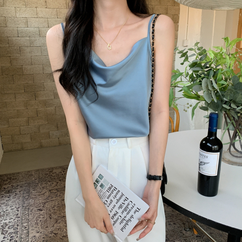 Real shooting real price silk small suspender vest in summer wear V-neck Satin sleeveless top inside and outside