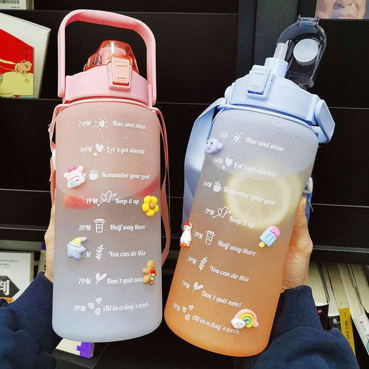 Ins trend water bottle large capacity large cute cup simple plastic cup outdoor portable water bottle cup